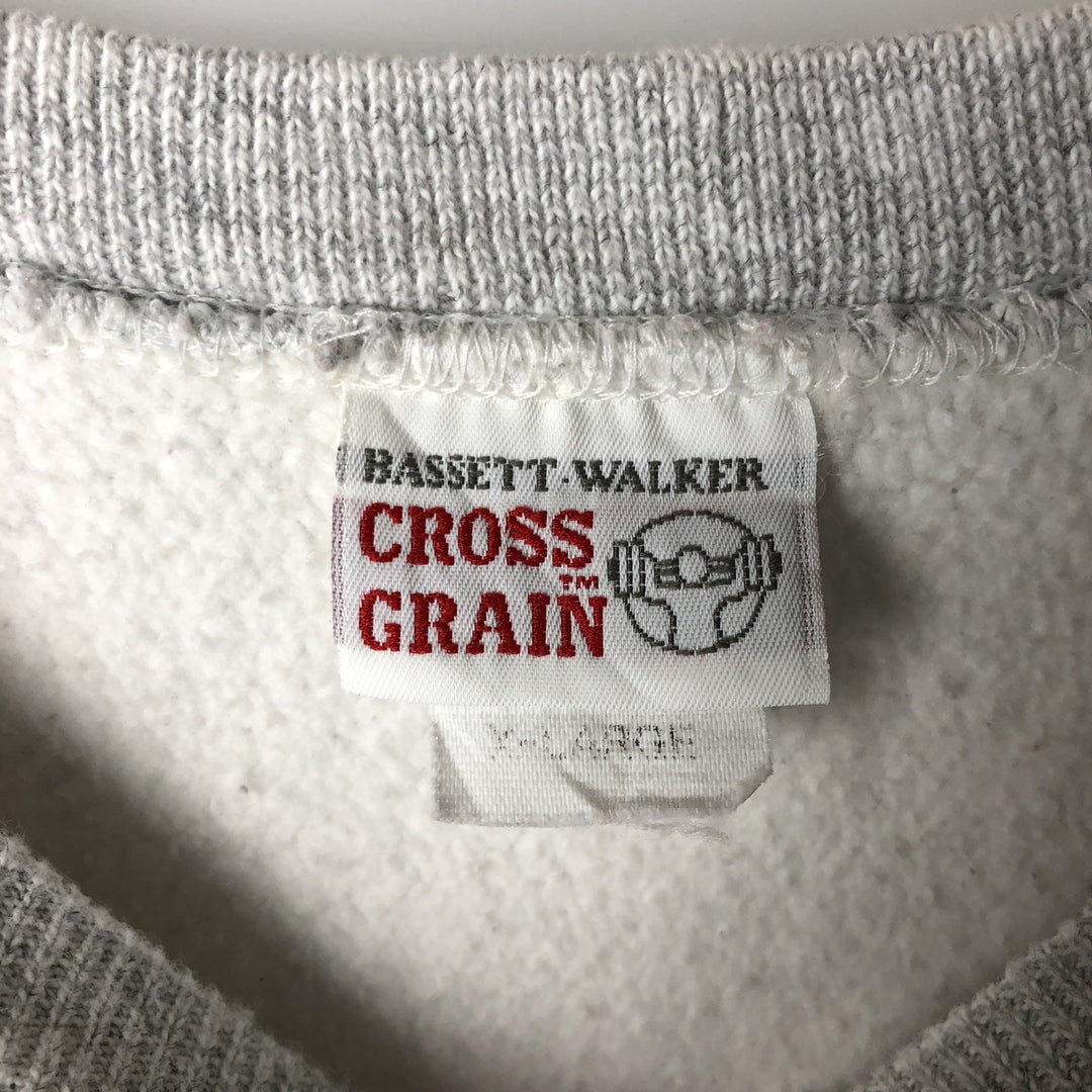 Vintage 90'S BASSETT WALKER CROSS GRAIN triple print college sweatshirt, men's size XL unclear gray type Vintage Second Hand
