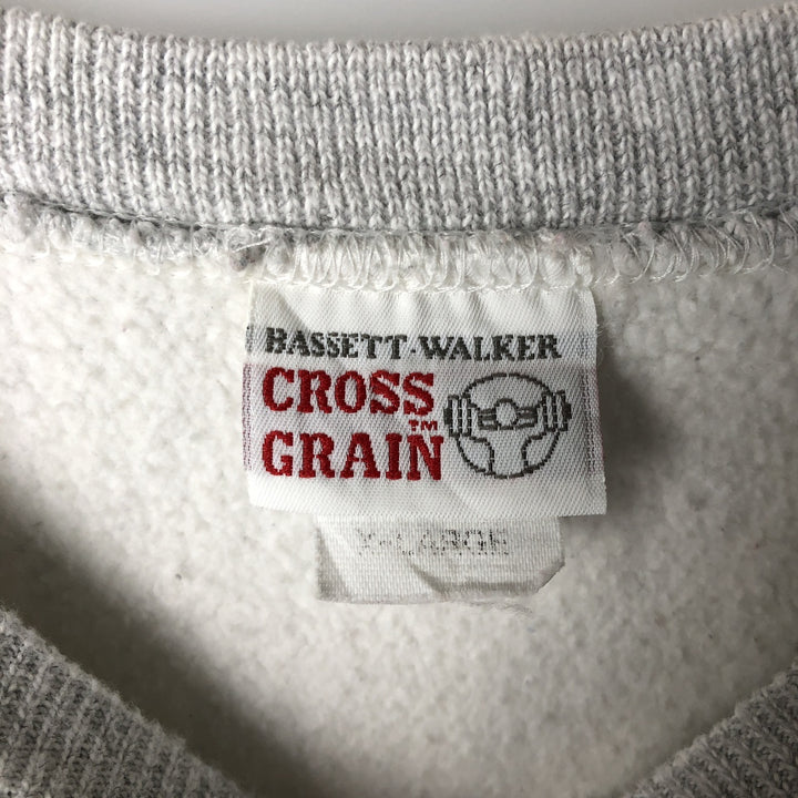 Vintage 90'S BASSETT WALKER CROSS GRAIN triple print college sweatshirt, men's size XL unclear gray type Vintage Second Hand