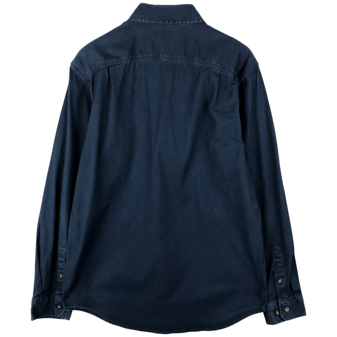 Carhartt Relaxed Fit Long Sleeve Button-Down Work Shirt, Men's Size Medium cotton navy blue type Vintage Second Hand