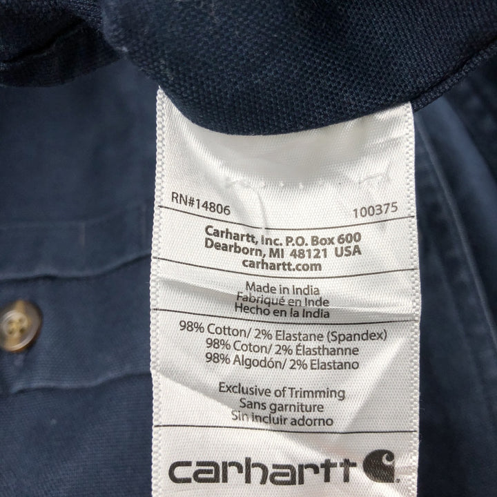 Carhartt Relaxed Fit Long Sleeve Button-Down Work Shirt, Men's Size Medium cotton navy blue type Vintage Second Hand