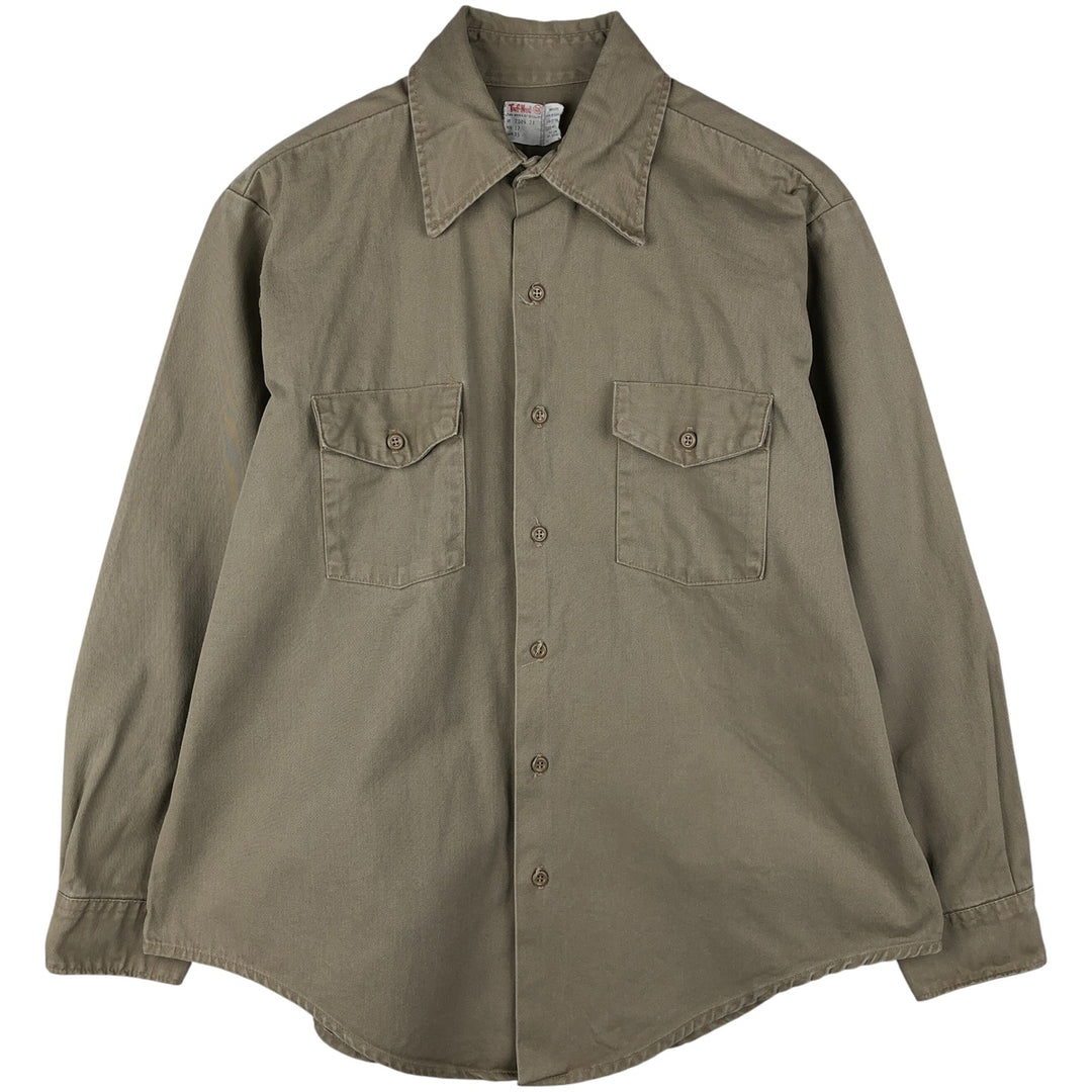 Vintage 1970'S TUF NUT long-sleeved work shirt, made in the USA, men's size XL cotton Beige type Vintage Second Hand