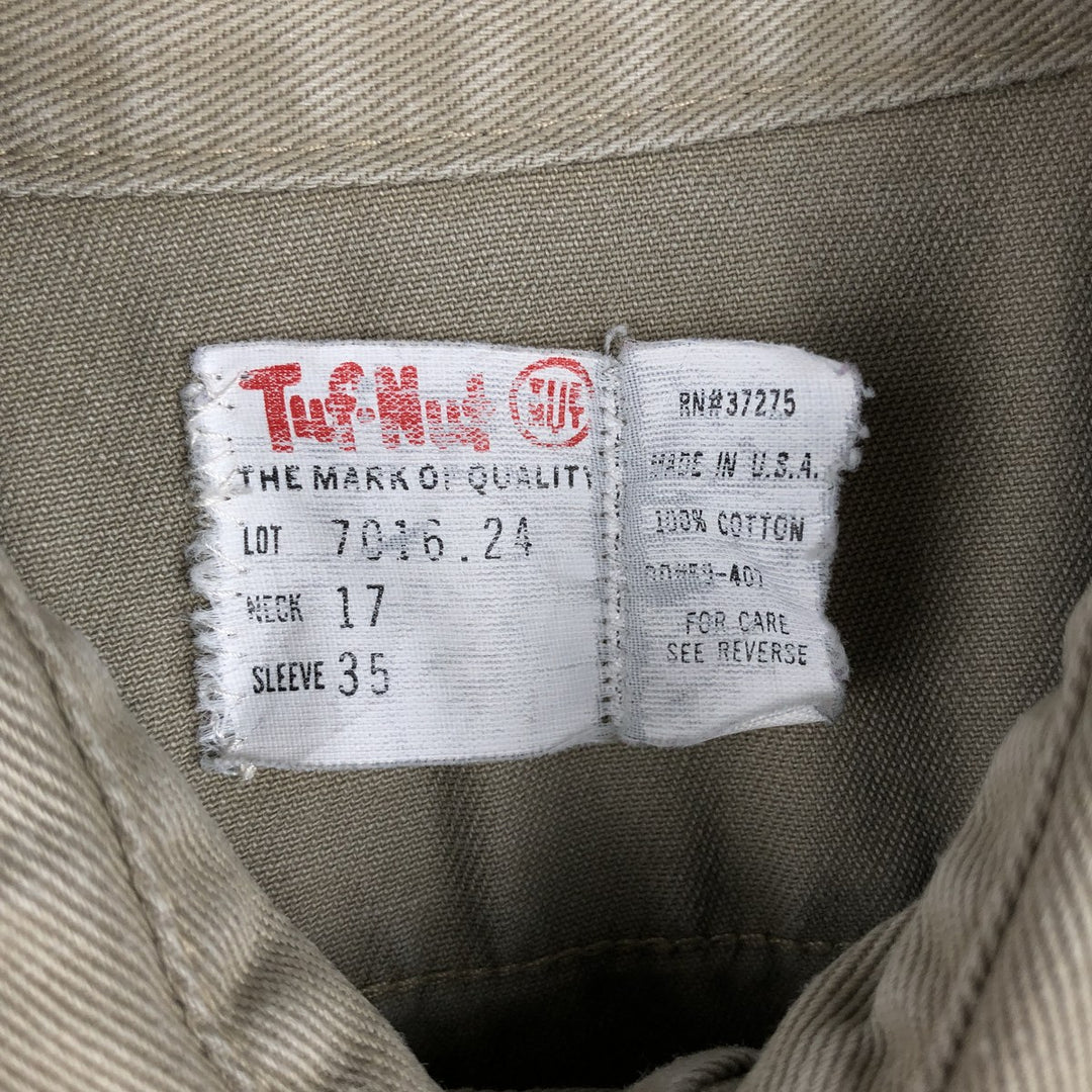 Vintage 1970'S TUF NUT long-sleeved work shirt, made in the USA, men's size XL cotton Beige type Vintage Second Hand