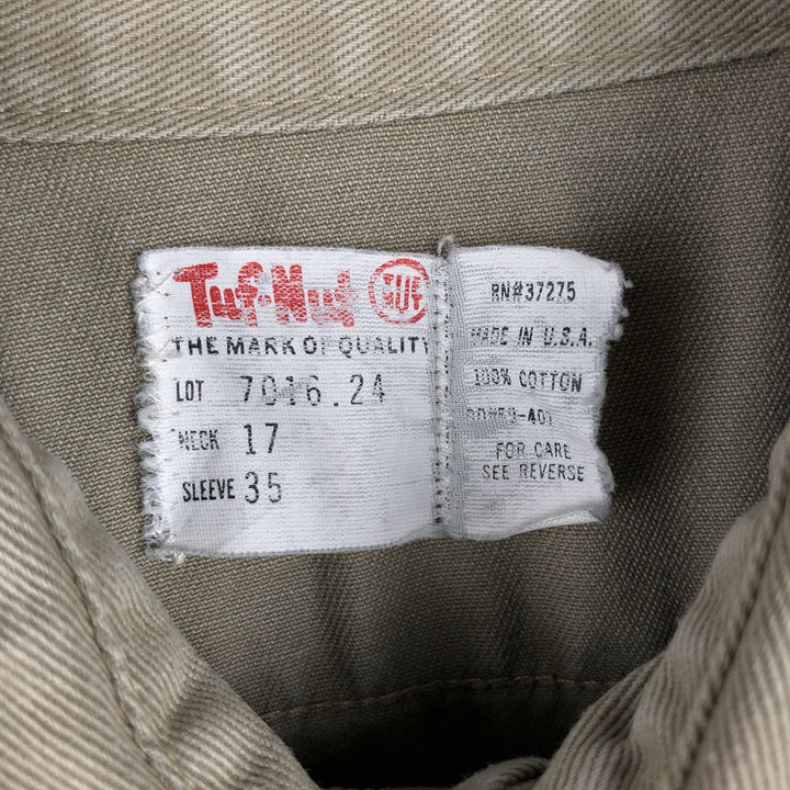 Vintage 1970'S TUF NUT long-sleeved work shirt, made in the USA, men's size XL cotton Beige type Vintage Second Hand