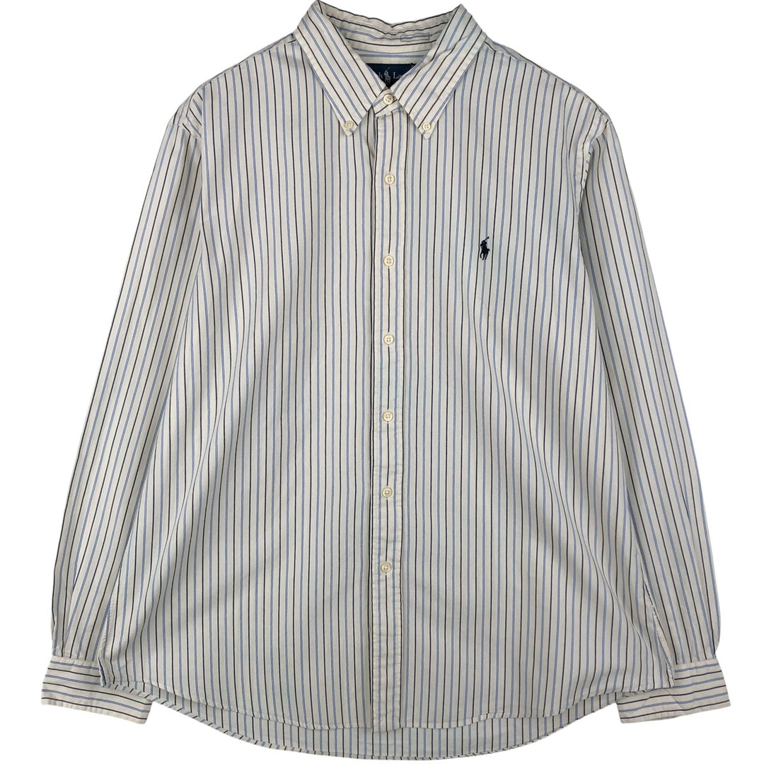 Ralph Lauren CUSTOM FIT long sleeve button down striped shirt men's XL size cotton white type Vintage Second Hand