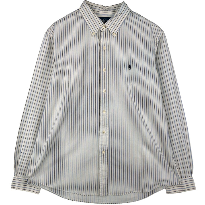 Ralph Lauren CUSTOM FIT long sleeve button down striped shirt men's XL size cotton white type Vintage Second Hand