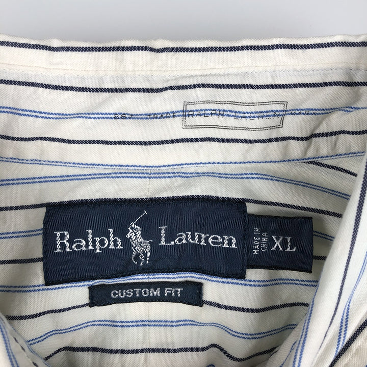Ralph Lauren CUSTOM FIT long sleeve button down striped shirt men's XL size cotton white type Vintage Second Hand