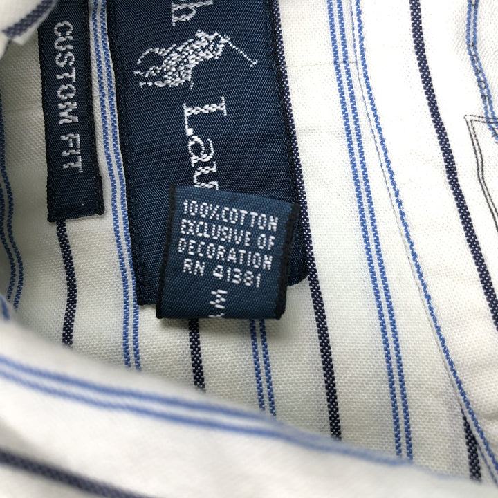 Ralph Lauren CUSTOM FIT long sleeve button down striped shirt men's XL size cotton white type Vintage Second Hand