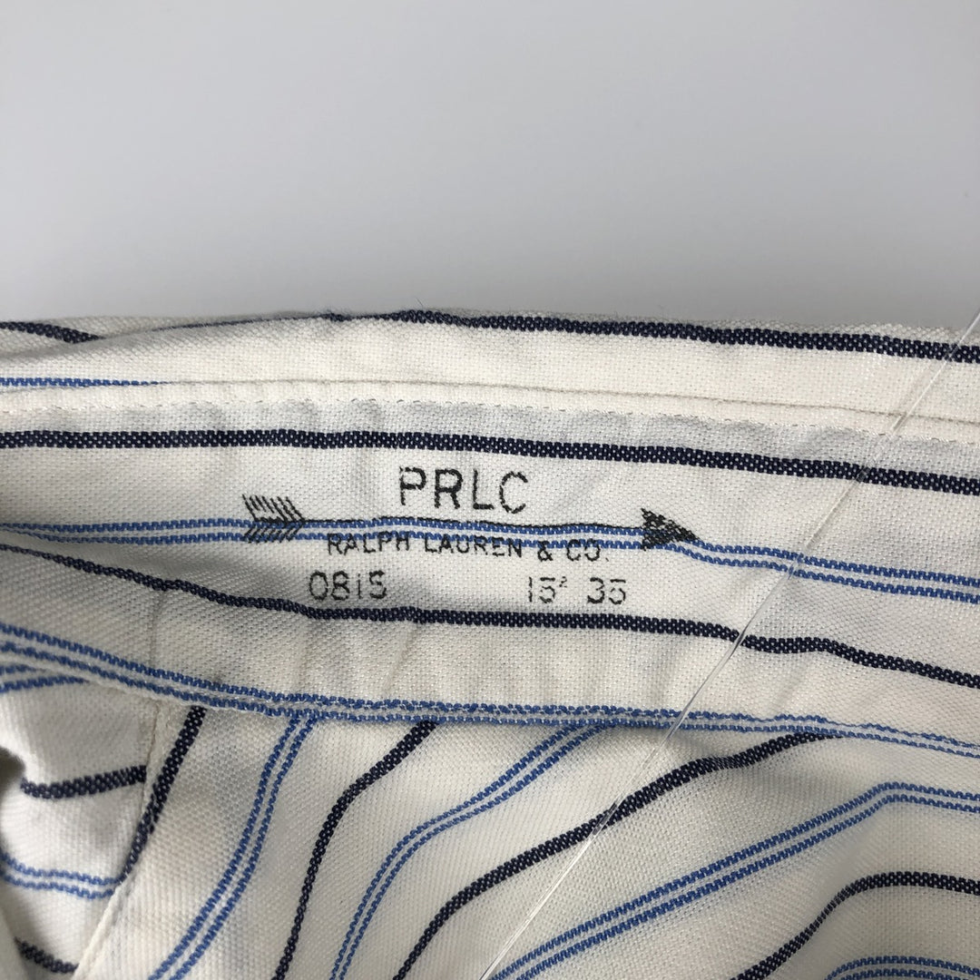 Ralph Lauren CUSTOM FIT long sleeve button down striped shirt men's XL size cotton white type Vintage Second Hand