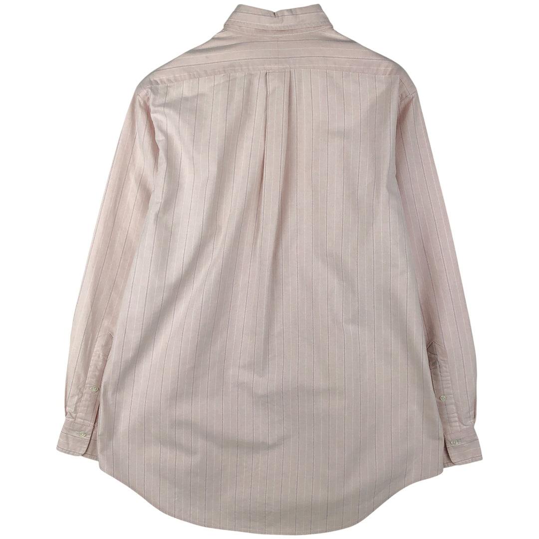 Ralph Lauren long sleeve button down striped shirt, men's size L cotton pink type Vintage Second Hand
