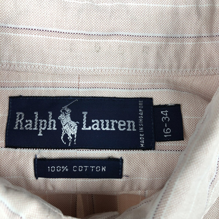 Ralph Lauren long sleeve button down striped shirt, men's size L cotton pink type Vintage Second Hand