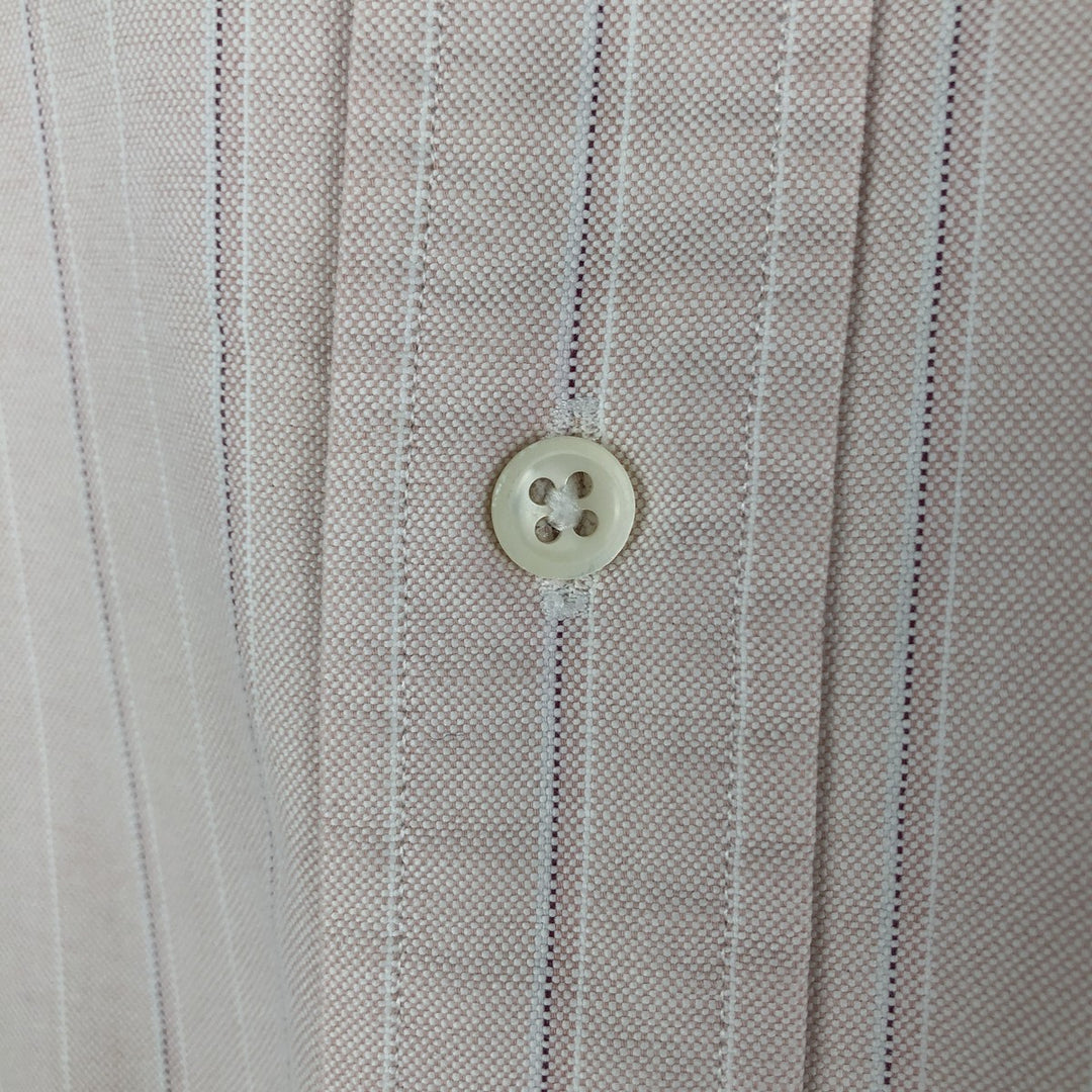 Ralph Lauren long sleeve button down striped shirt, men's size L cotton pink type Vintage Second Hand