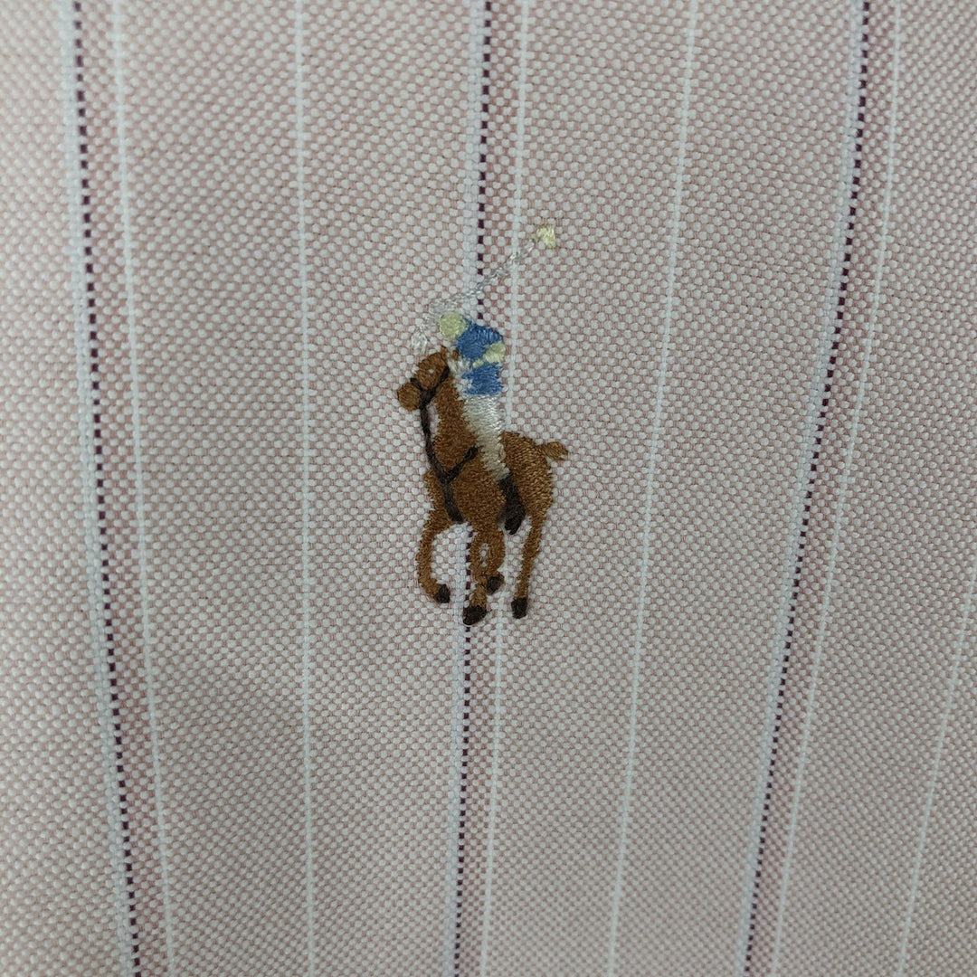 Ralph Lauren long sleeve button down striped shirt, men's size L cotton pink type Vintage Second Hand