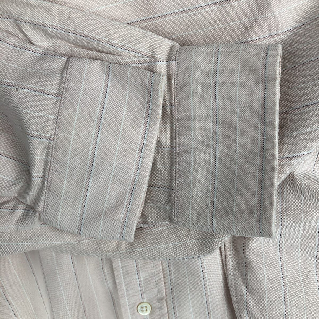 Ralph Lauren long sleeve button down striped shirt, men's size L cotton pink type Vintage Second Hand