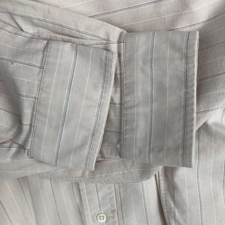 Ralph Lauren long sleeve button down striped shirt, men's size L cotton pink type Vintage Second Hand