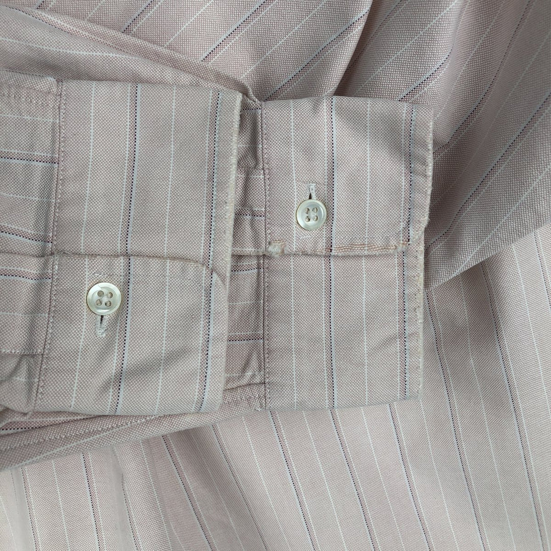Ralph Lauren long sleeve button down striped shirt, men's size L cotton pink type Vintage Second Hand