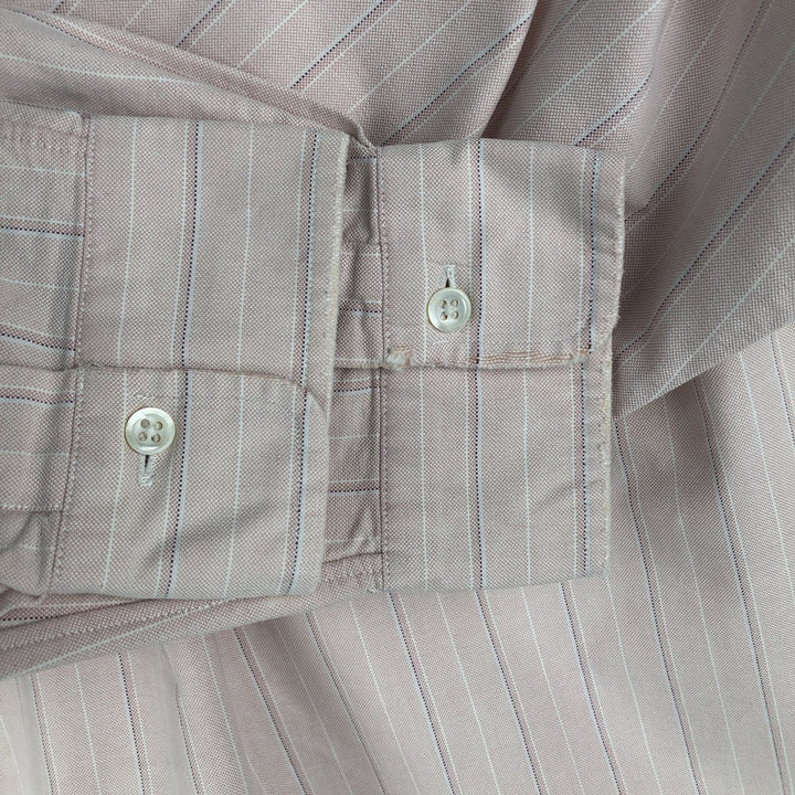 Ralph Lauren long sleeve button down striped shirt, men's size L cotton pink type Vintage Second Hand
