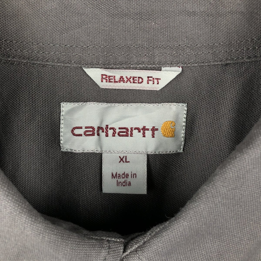 Carhartt Relaxed Fit Long Sleeve Button Down Work Shirt, Men's XL cotton Charcoal Vintage Second Hand