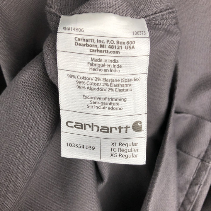 Carhartt Relaxed Fit Long Sleeve Button Down Work Shirt, Men's XL cotton Charcoal Vintage Second Hand
