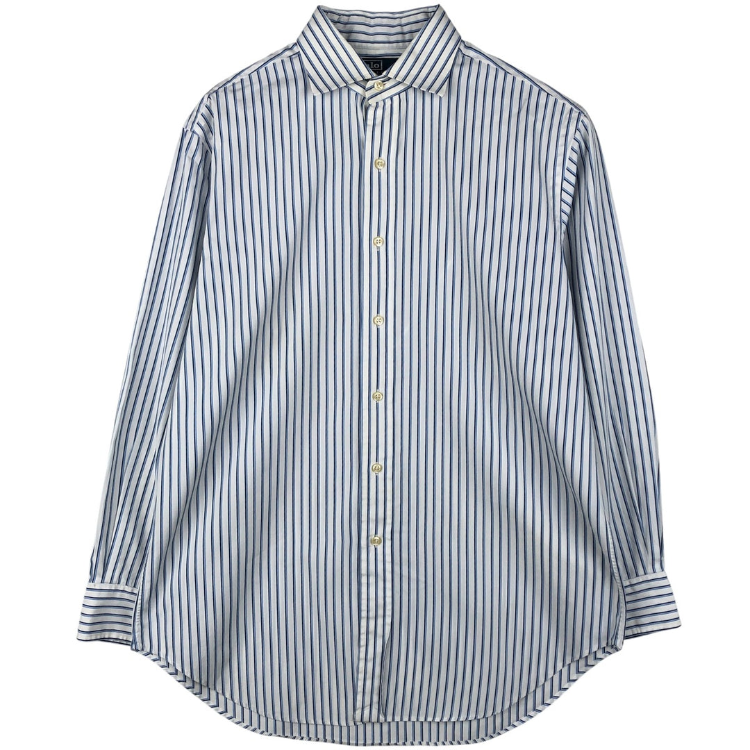 Ralph Lauren POLO by Ralph Lauren REGENT CLASSIC FIT long-sleeved striped shirt, men's size L cotton white type Vintage Second Hand