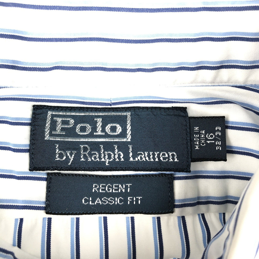 Ralph Lauren POLO by Ralph Lauren REGENT CLASSIC FIT long-sleeved striped shirt, men's size L cotton white type Vintage Second Hand