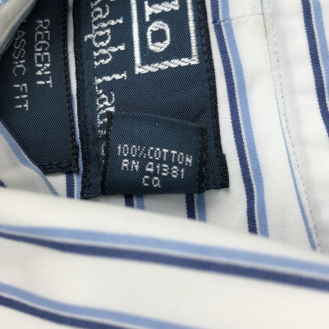 Ralph Lauren POLO by Ralph Lauren REGENT CLASSIC FIT long-sleeved striped shirt, men's size L cotton white type Vintage Second Hand