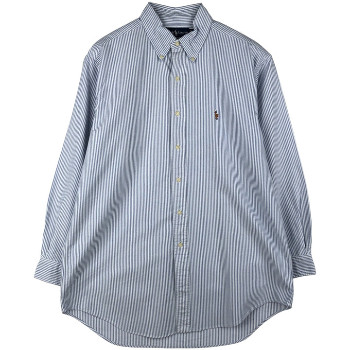 Ralph Lauren YARMOUTH Long Sleeve Button-Down Striped Shirt, Men's Size L cotton white type Vintage Second Hand
