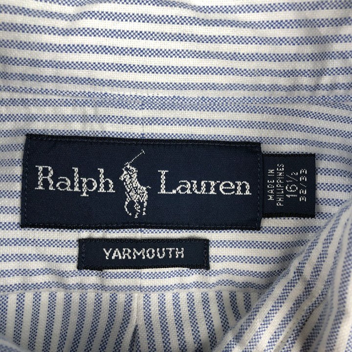 Ralph Lauren YARMOUTH Long Sleeve Button-Down Striped Shirt, Men's Size L cotton white type Vintage Second Hand