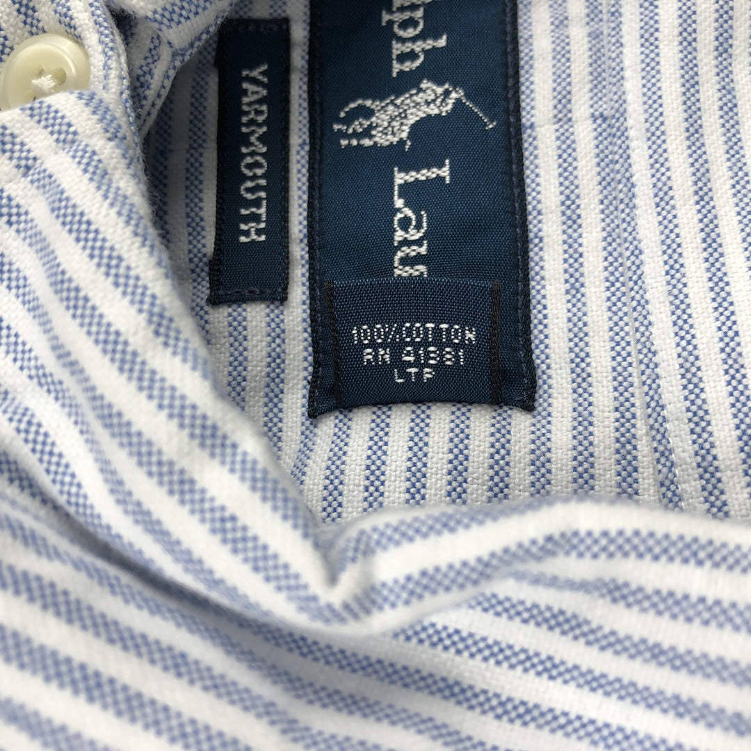 Ralph Lauren YARMOUTH Long Sleeve Button-Down Striped Shirt, Men's Size L cotton white type Vintage Second Hand