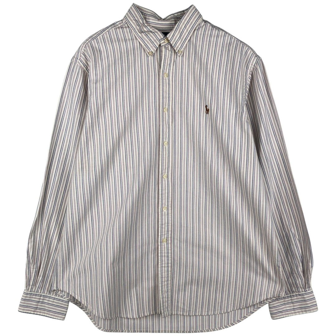 Ralph Lauren Classic Fit Multi-Stripe Long Sleeve Button-Down Striped Shirt, Men's XL cotton white type Vintage Second Hand