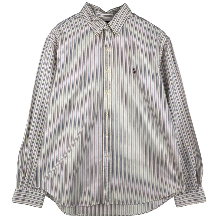 Ralph Lauren Classic Fit Multi-Stripe Long Sleeve Button-Down Striped Shirt, Men's XL cotton white type Vintage Second Hand