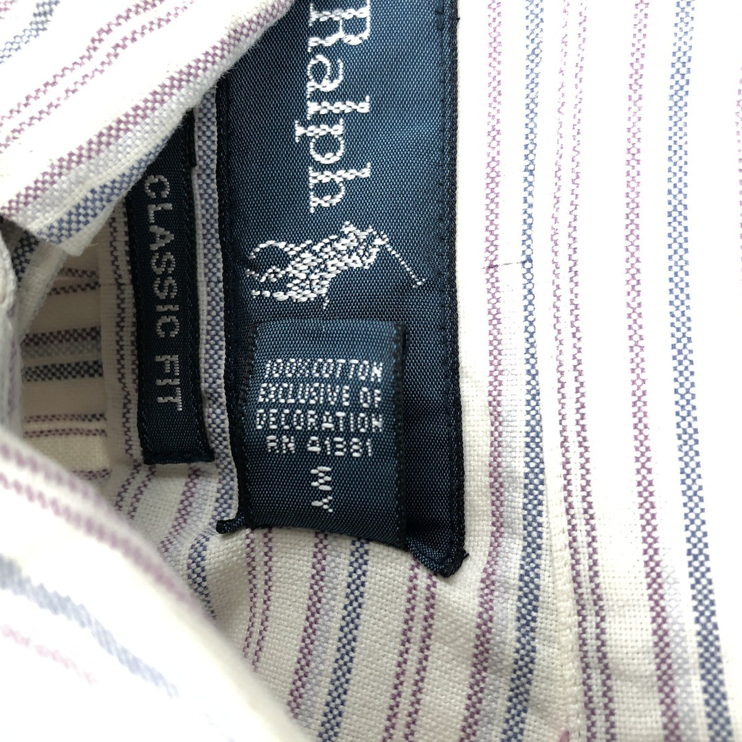 Ralph Lauren Classic Fit Multi-Stripe Long Sleeve Button-Down Striped Shirt, Men's XL cotton white type Vintage Second Hand