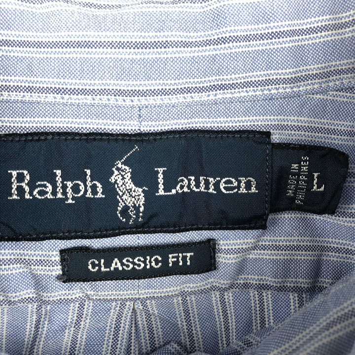 Ralph Lauren Classic Fit Multi Stripe Long Sleeve Button Down Striped Shirt Men's Size L cotton blue type Vintage Second Hand