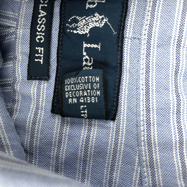Ralph Lauren Classic Fit Multi Stripe Long Sleeve Button Down Striped Shirt Men's Size L cotton blue type Vintage Second Hand