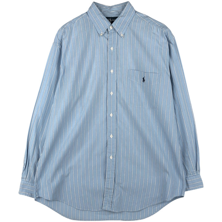 Ralph Lauren BLAIRE long sleeve button down striped shirt, men's size L cotton Blue type light blue Vintage Second Hand