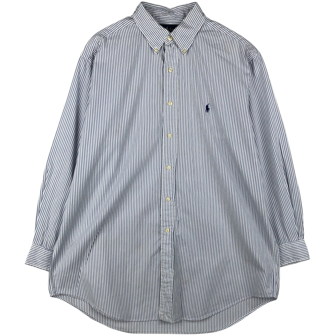 Ralph Lauren Classic Fit Long Sleeve Button Down Striped Shirt, Men's Size L cotton white type Vintage Second Hand