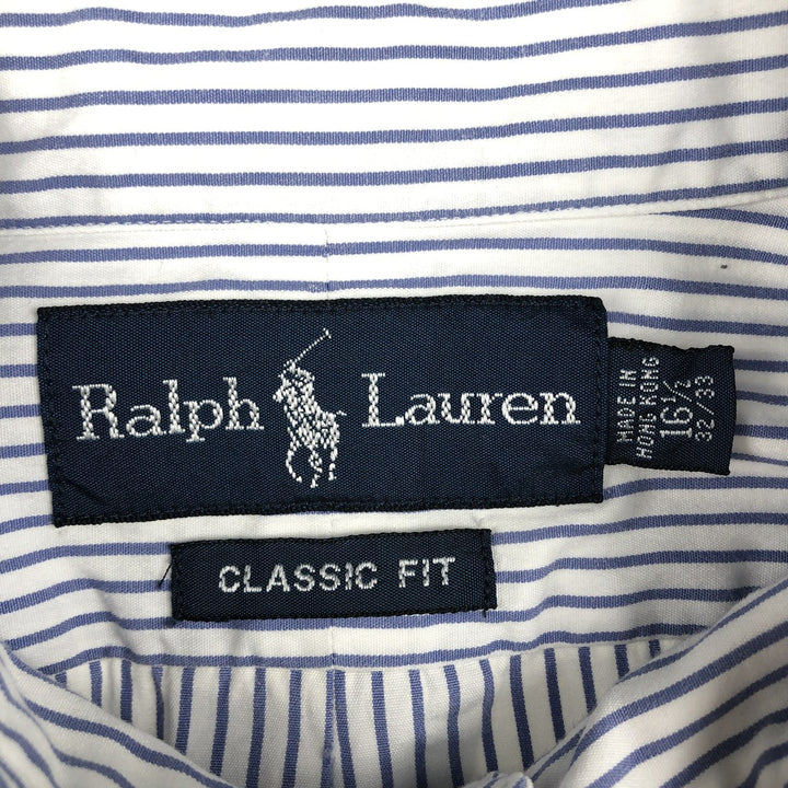 Ralph Lauren Classic Fit Long Sleeve Button Down Striped Shirt, Men's Size L cotton white type Vintage Second Hand