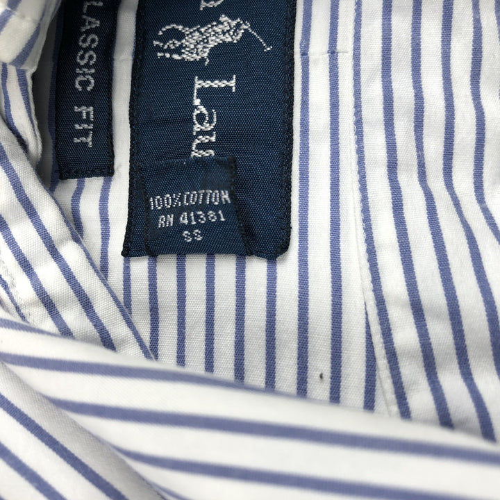Ralph Lauren Classic Fit Long Sleeve Button Down Striped Shirt, Men's Size L cotton white type Vintage Second Hand