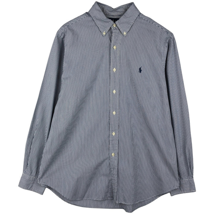 Ralph Lauren Classic Fit Long Sleeve Button Down Striped Shirt, Men's Size L cotton white type Vintage Second Hand