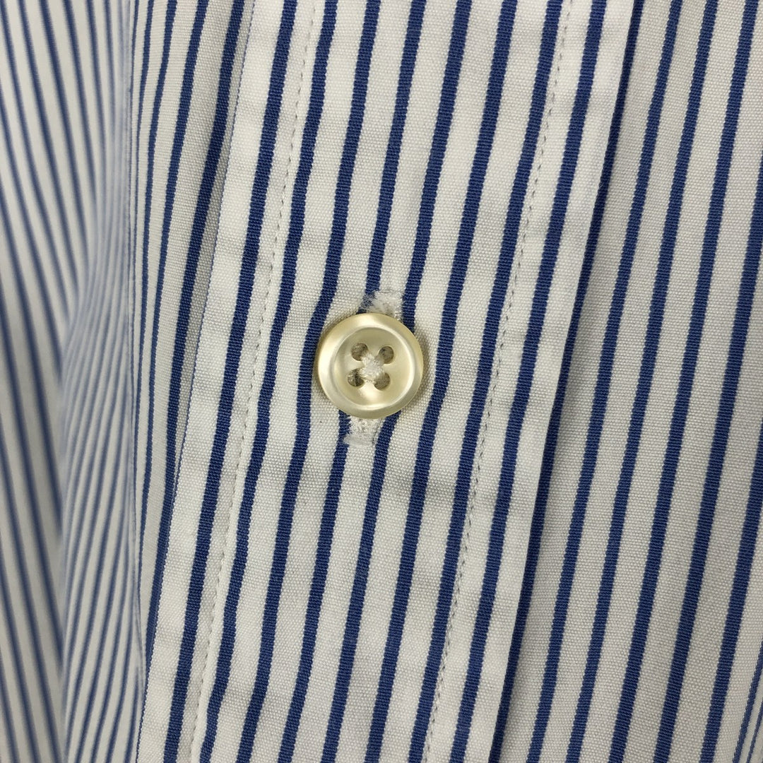 Ralph Lauren Classic Fit Long Sleeve Button Down Striped Shirt Men's XL cotton Navy blue Vintage Second Hand