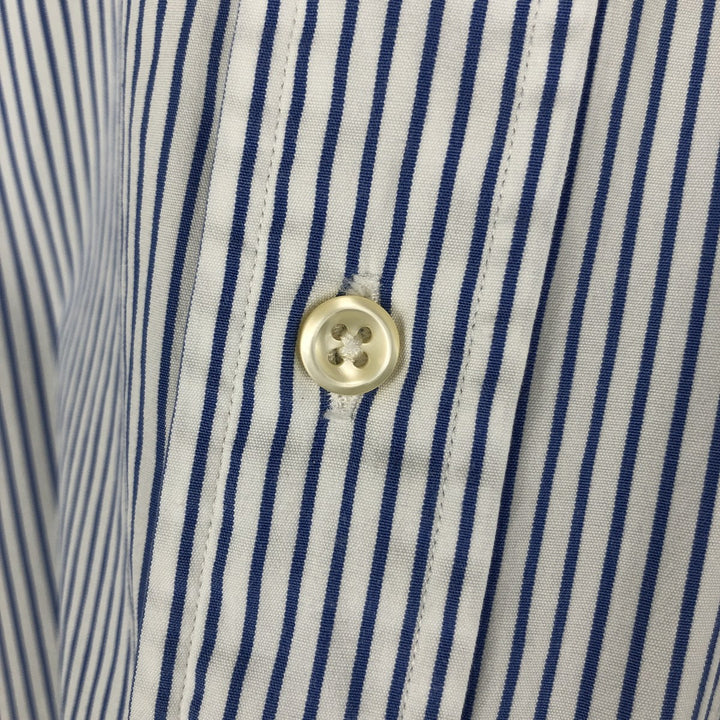 Ralph Lauren Classic Fit Long Sleeve Button Down Striped Shirt Men's XL cotton Navy blue Vintage Second Hand