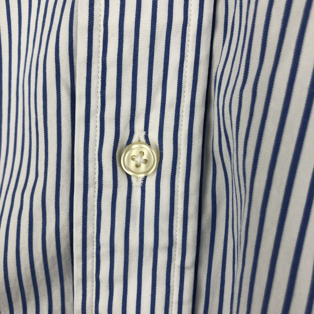 Ralph Lauren Classic Fit Long Sleeve Button Down Striped Shirt Men's XL cotton Navy blue Vintage Second Hand