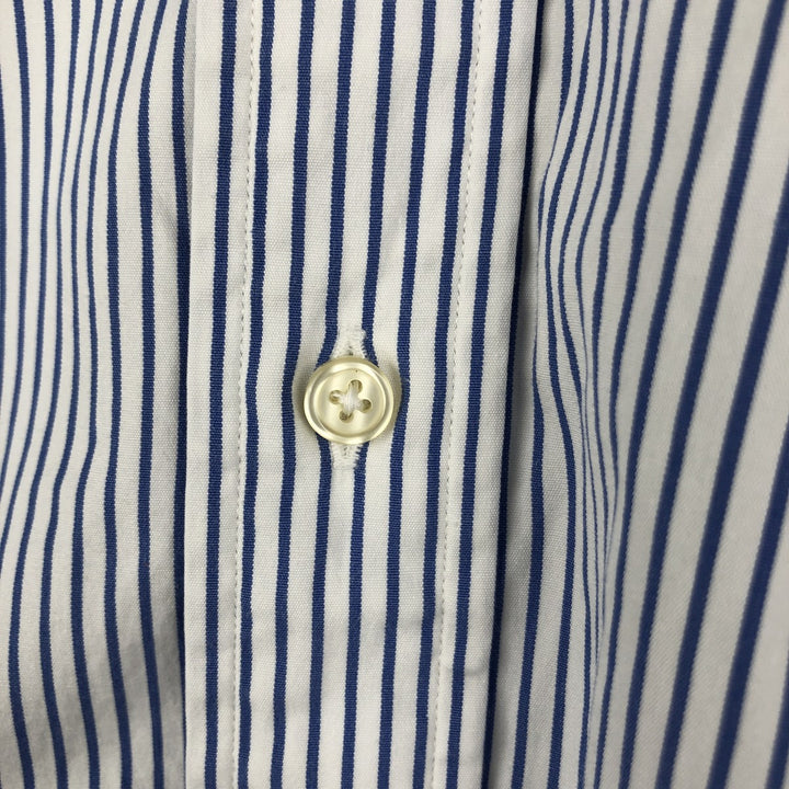 Ralph Lauren Classic Fit Long Sleeve Button Down Striped Shirt Men's XL cotton Navy blue Vintage Second Hand
