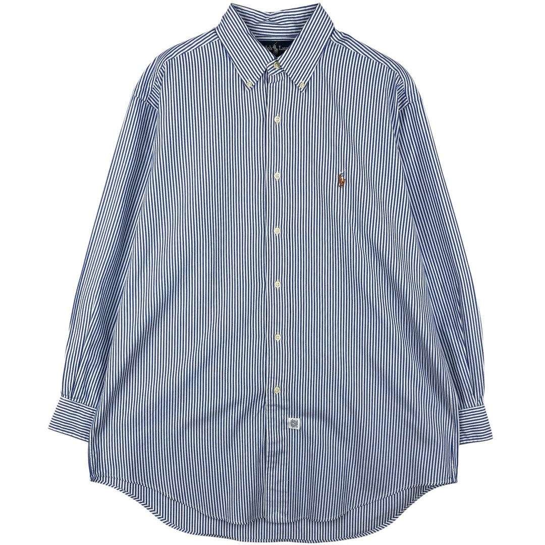 Ralph Lauren YARMOUTH Long Sleeve Button-Down Striped Shirt, Men's Size L cotton white type Vintage Second Hand
