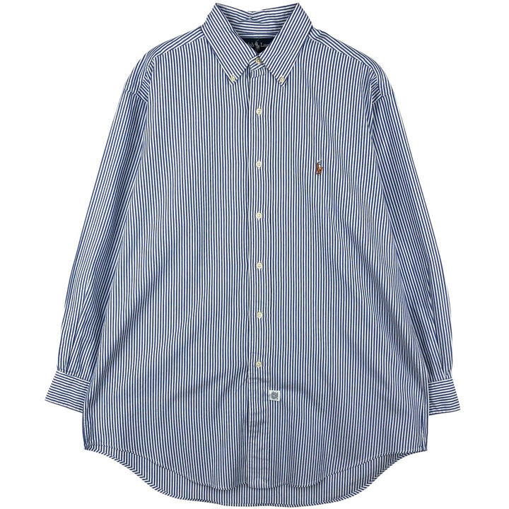 Ralph Lauren YARMOUTH Long Sleeve Button-Down Striped Shirt, Men's Size L cotton white type Vintage Second Hand