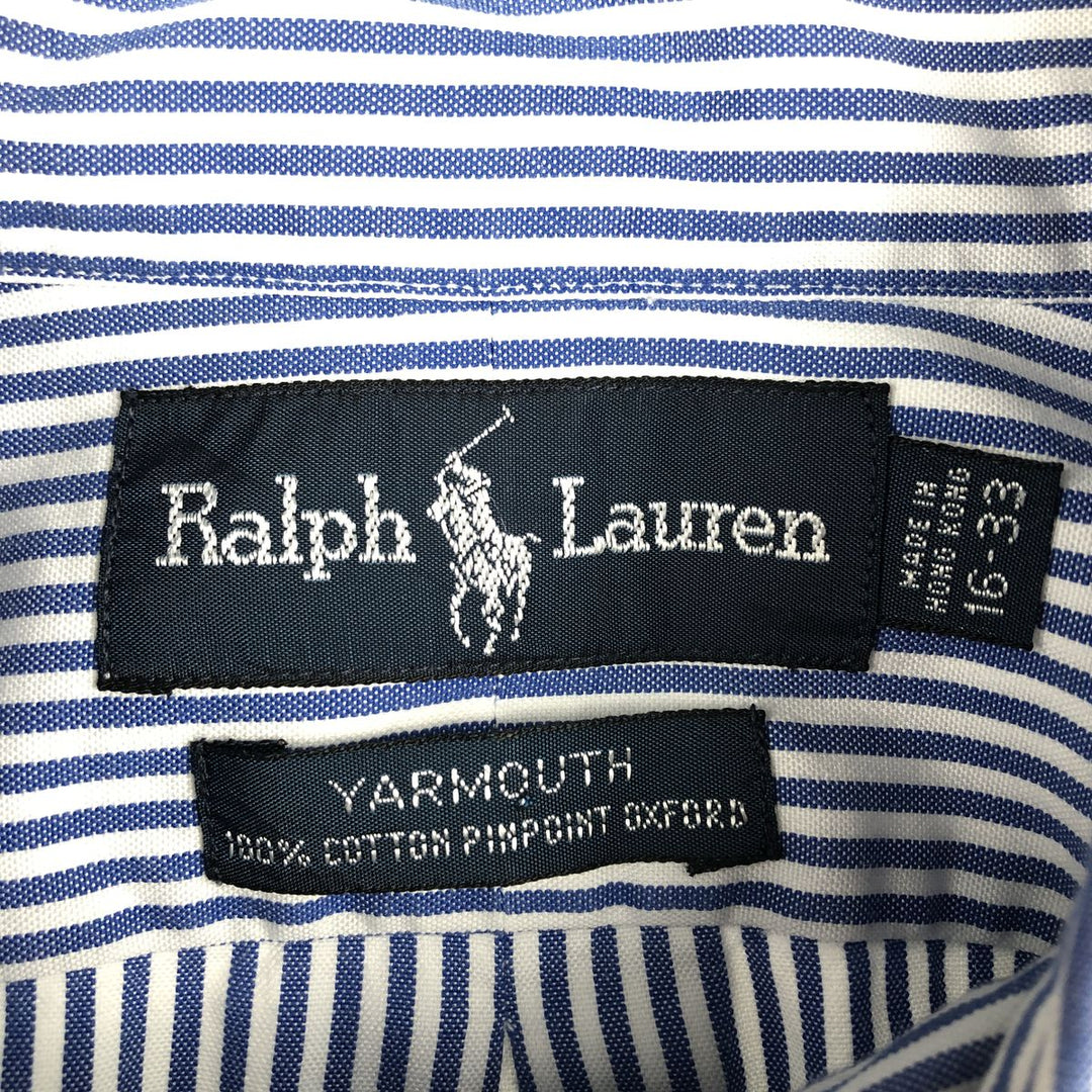 Ralph Lauren YARMOUTH Long Sleeve Button-Down Striped Shirt, Men's Size L cotton white type Vintage Second Hand