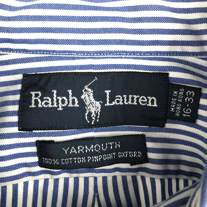 Ralph Lauren YARMOUTH Long Sleeve Button-Down Striped Shirt, Men's Size L cotton white type Vintage Second Hand