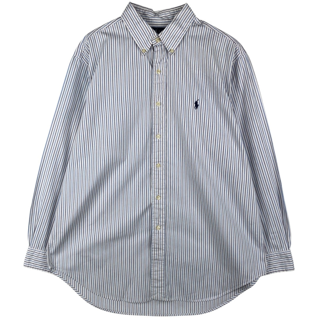 Ralph Lauren Classic Fit Multi Stripe Long Sleeve Button Down Striped Shirt Men's Size L cotton white type Vintage Second Hand