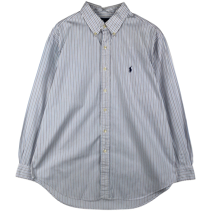 Ralph Lauren Classic Fit Multi Stripe Long Sleeve Button Down Striped Shirt Men's Size L cotton white type Vintage Second Hand