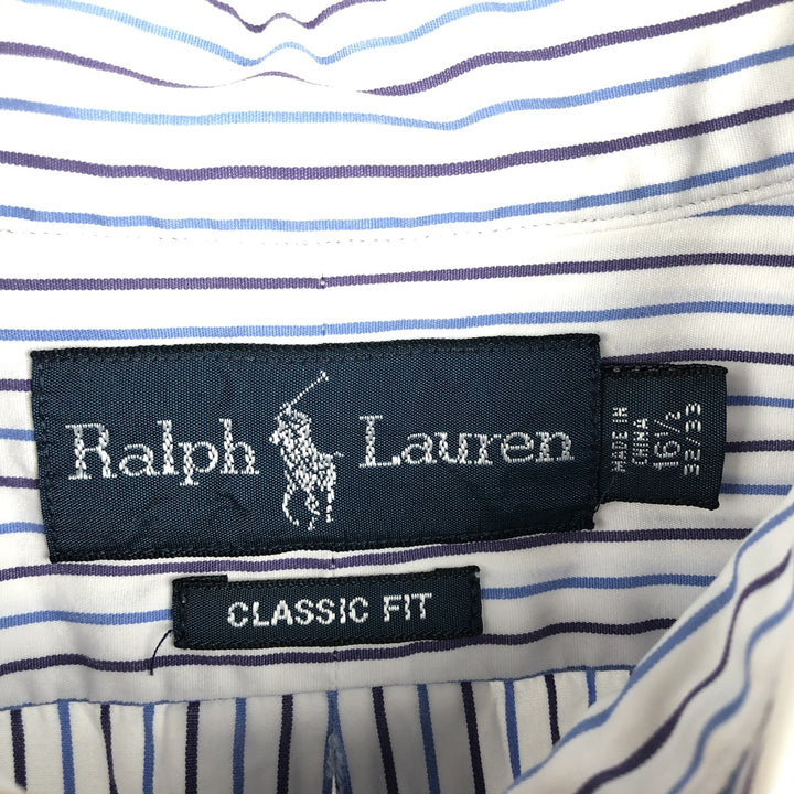 Ralph Lauren Classic Fit Multi Stripe Long Sleeve Button Down Striped Shirt Men's Size L cotton white type Vintage Second Hand