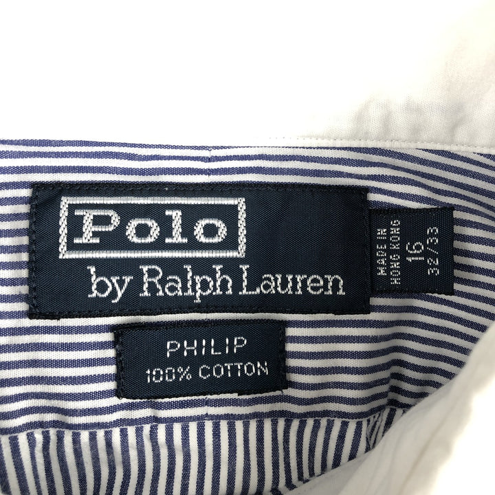 Ralph Lauren POLO by Ralph Lauren PHILIP Striped Pattern Cleric Shirt, Men's Size L cotton white type Vintage Second Hand